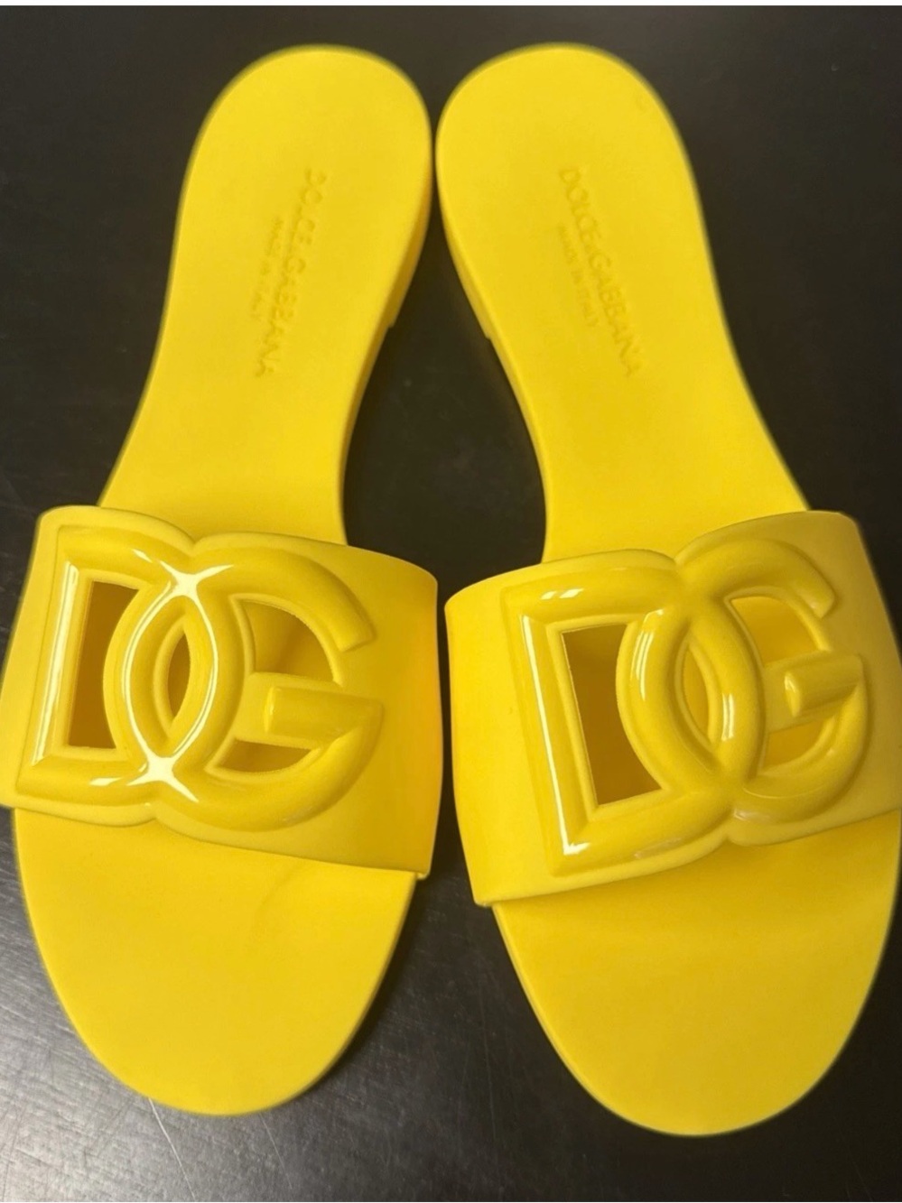 Yellow DG Logo Slide Sandals